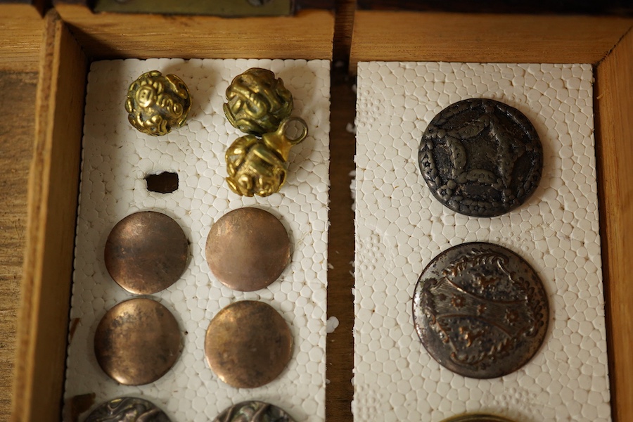 Twenty two assorted late 19th/early 20th century buttons and studs, largest 31mm;, Condition - cut steel buttons tarnished, others fair to good